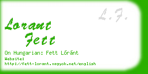 lorant fett business card